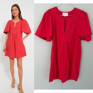 POMANDER PLACE x TUCKERNUCK Red Finley Flutter Sleeve Dress Y23137T